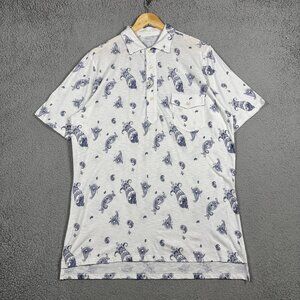 B.Draddy Polo Shirt Men Medium White Pullover Lightweight Golf Preppy Paisley
